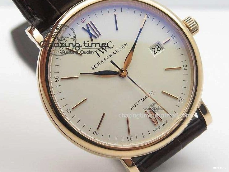 MIROTIME 0406 Modern Portofino SCHAFFHAUSEN RG MKF 1:1 V2 Best Edition White Dial On Brown Leather Strap A 7344